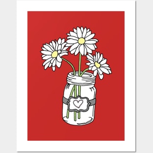 Mason Jar With Flowers Posters and Art